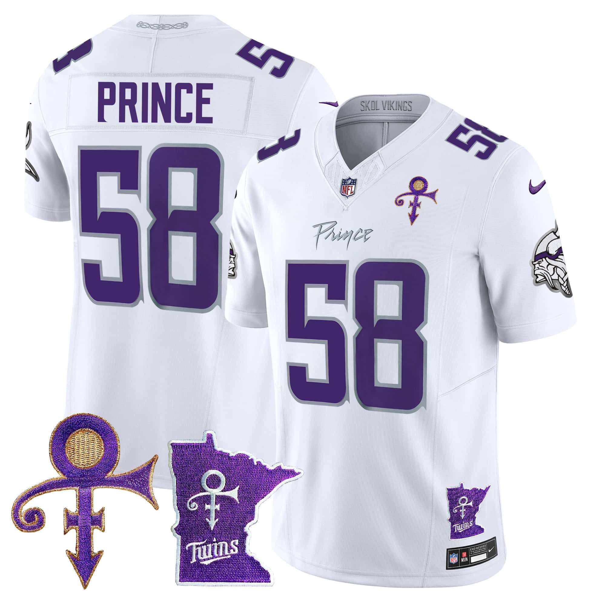 Men Minnesota Vikings 58 Prince White 2024 Nike Prince Vapor Limited NFL Jersey